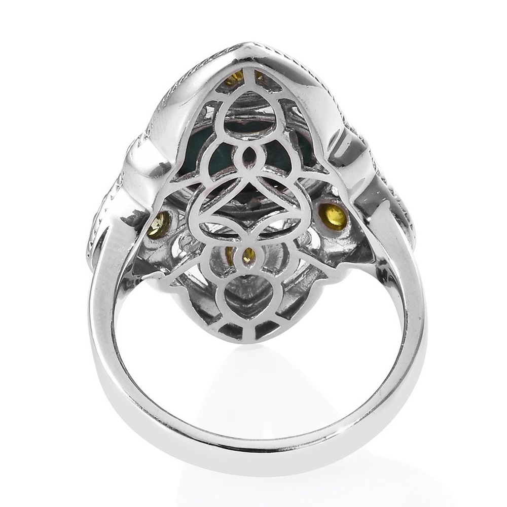 SOUTH African Malachite Cz Peridot Ring - Picture 5 of 8